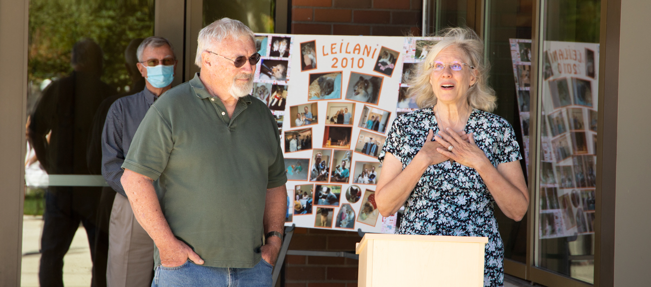  dedicate the Leilani Comfort Room.  Sept. 20, 2021 By Jens Odegaard  There’s a quote by animal activist Anthony Douglas Williams which reads: “When I look into the eyes of an animal, I do not see an animal. I see a living being. I see a friend. I feel a soul.”  When Jeannine Marshall-O’Brien looked at her beloved Leilani, she not only felt a soul, but she saw a little Shetland sheepdog princess.  “She was a little princess her whole life. I'll tell you what, she pranced,” Marshall-O’Brien said. “Even when 