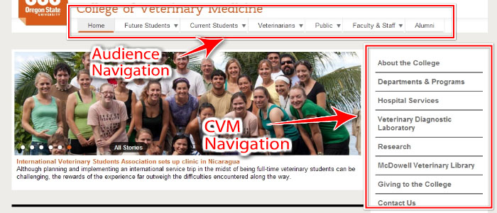 CVM Website Navigation Menus