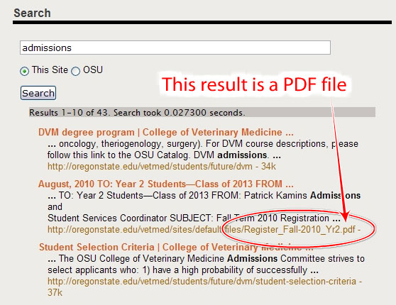 CVM Search Results example