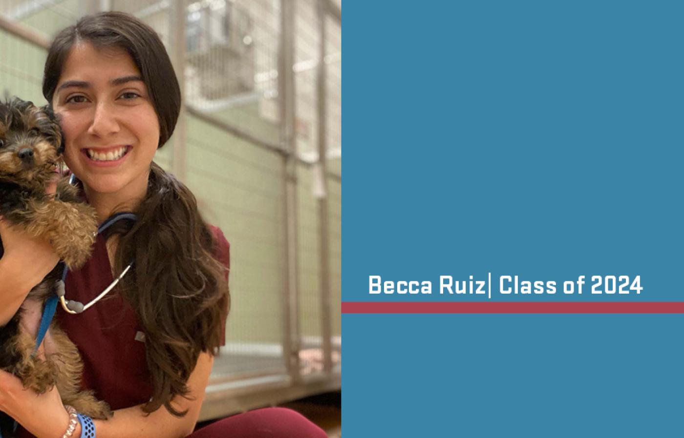 Becca Ruiz holding a small puppy