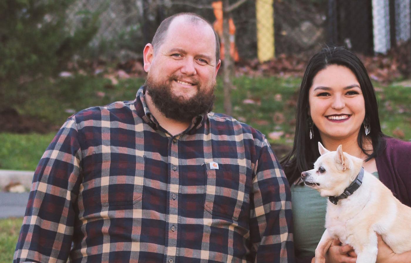 Miriam Barbour, husband and dog