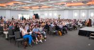 Audience in the ballroom of the alumni center.