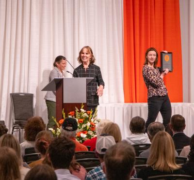 Dr. PK accepting an award