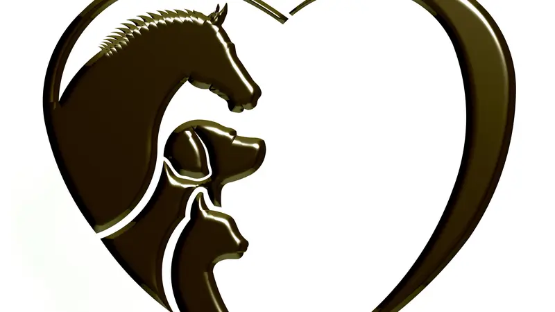 Heart outline with horse, cat, and dog outline inside the heart