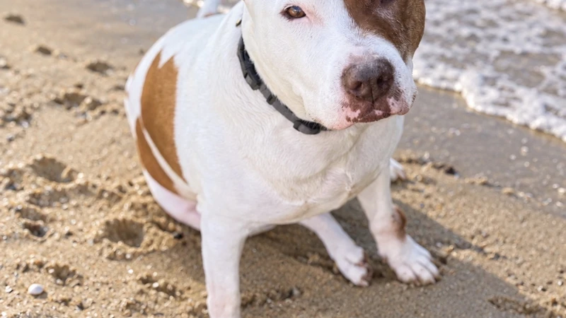 Dog sitting on the beach
