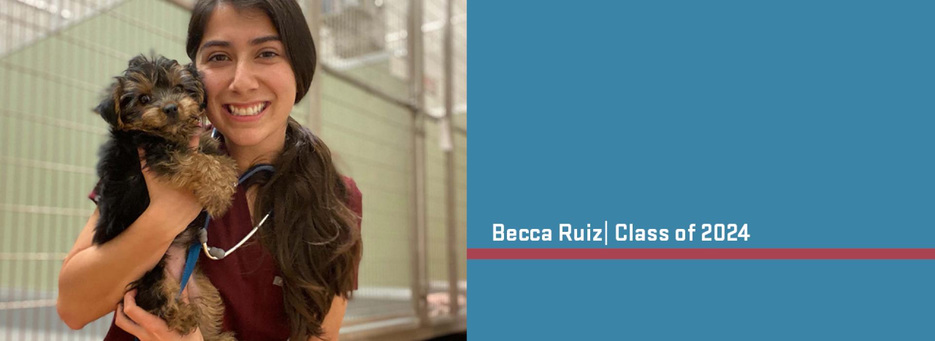 Becca Ruiz holding a small puppy