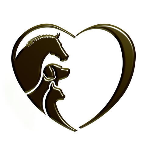 Heart outline with horse, cat, and dog outline inside the heart