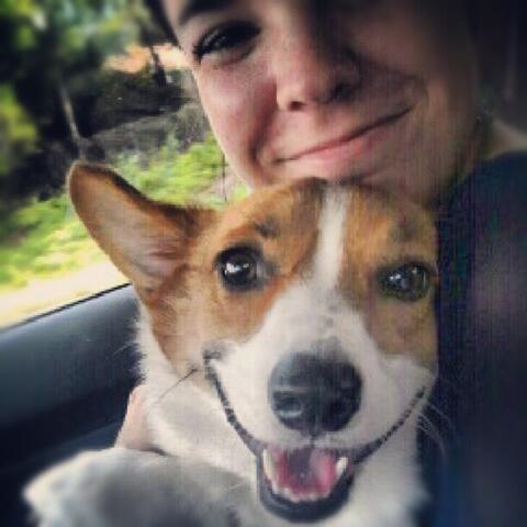 Happy dog and owner