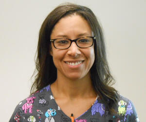 Smiling woman with glasses
