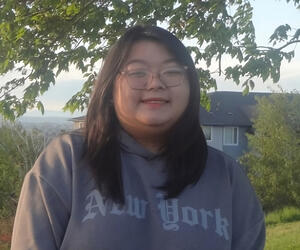 Smiling woman with glasses